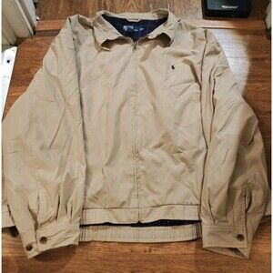 Polo Ralph Lauren Jacket Mens 3XB Beige Harrington Windbreaker Flannel Lined